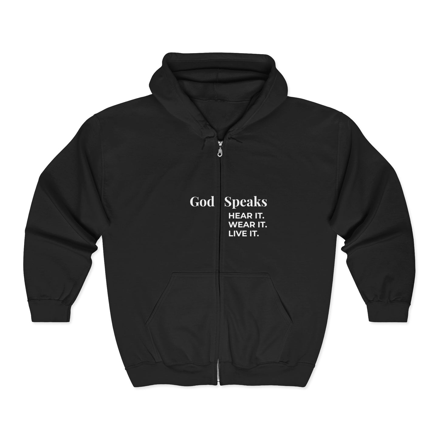 God Speaks Full Zip Hooded Sweatshirt-HLW