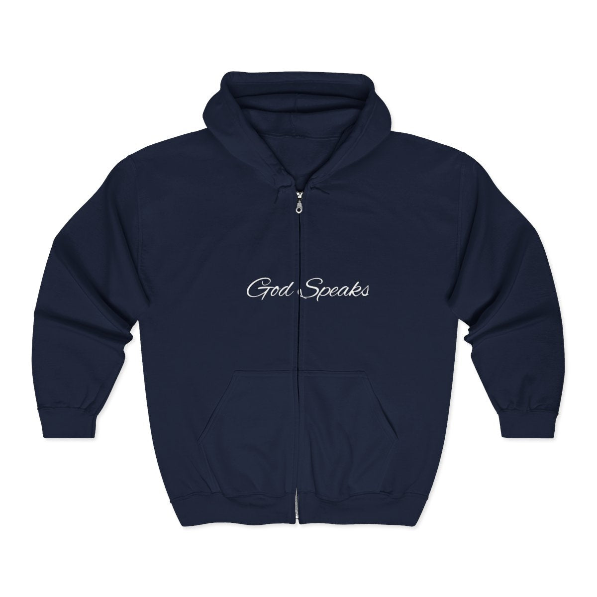 God Speaks Hooded Sweatshirt-Zipper Numbers