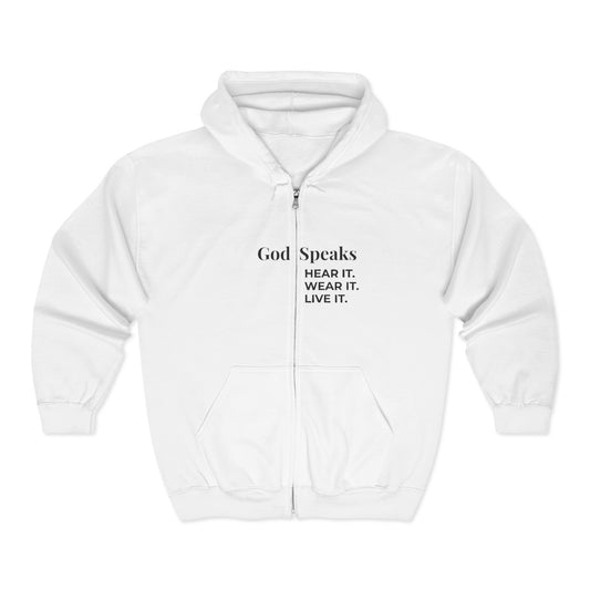 God Speaks Full Zip Hooded Sweatshirt-HLW