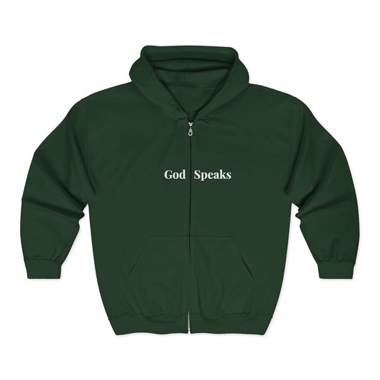 God Speaks Full Zip Hooded Sweatshirt -Classic Letters-CS