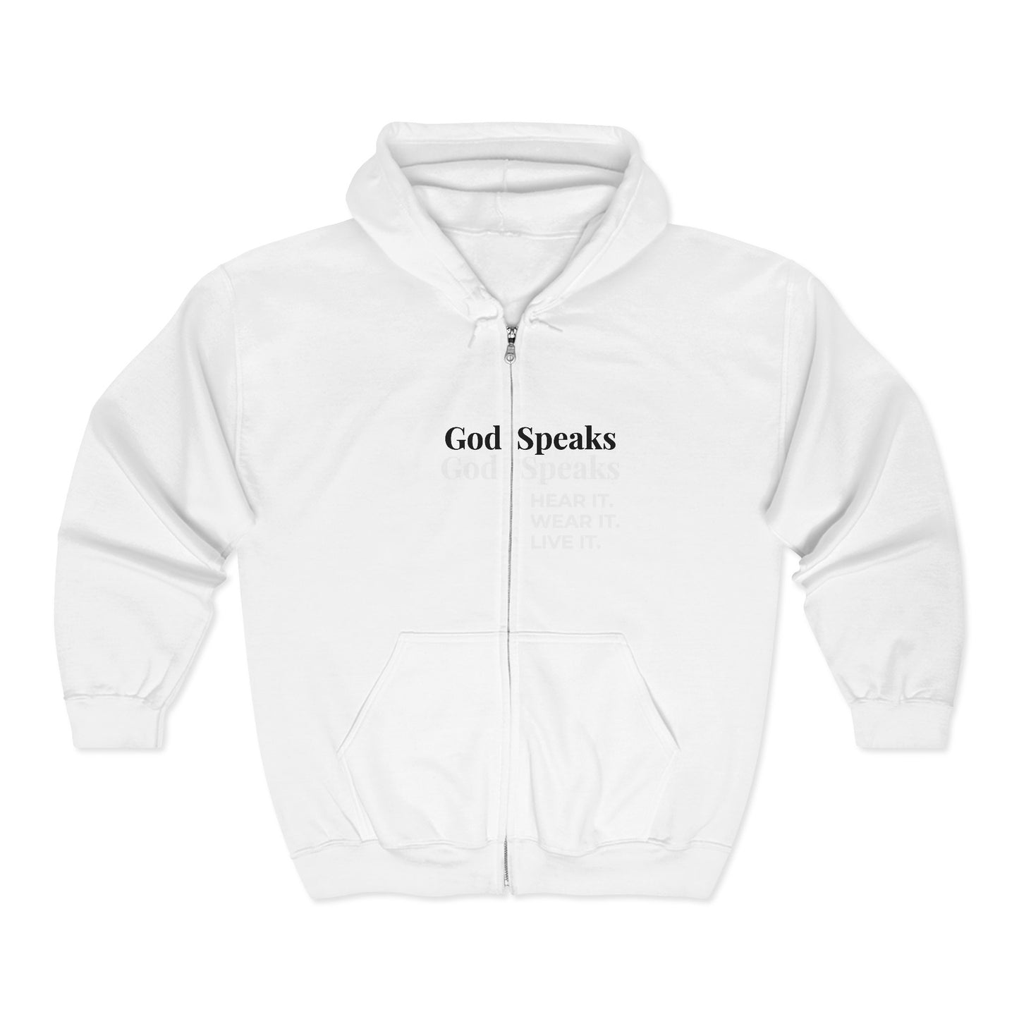 God Speaks Full Zip Hooded Sweatshirt -Classic Letters-CS