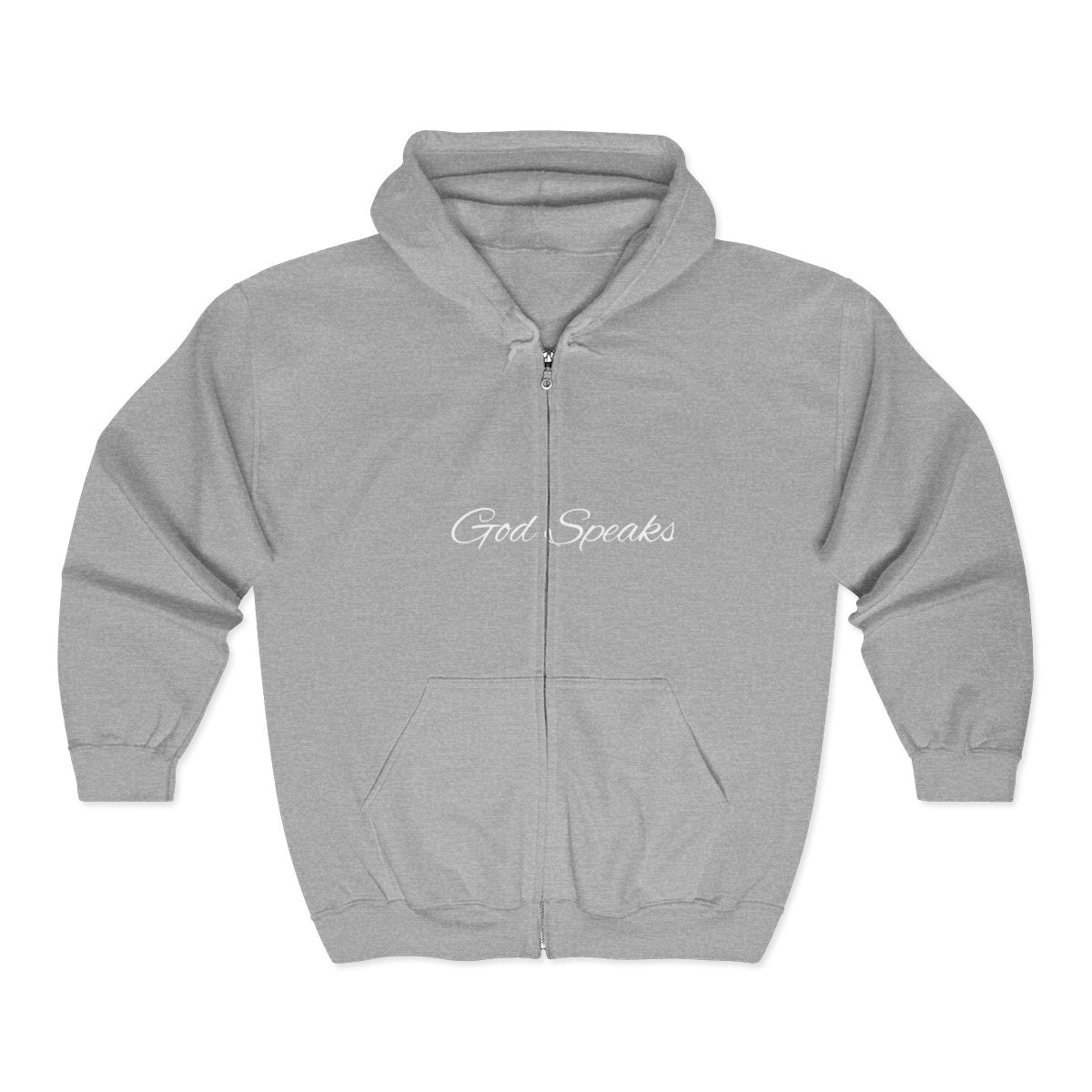 God Speaks Hooded Sweatshirt-Zipper Numbers