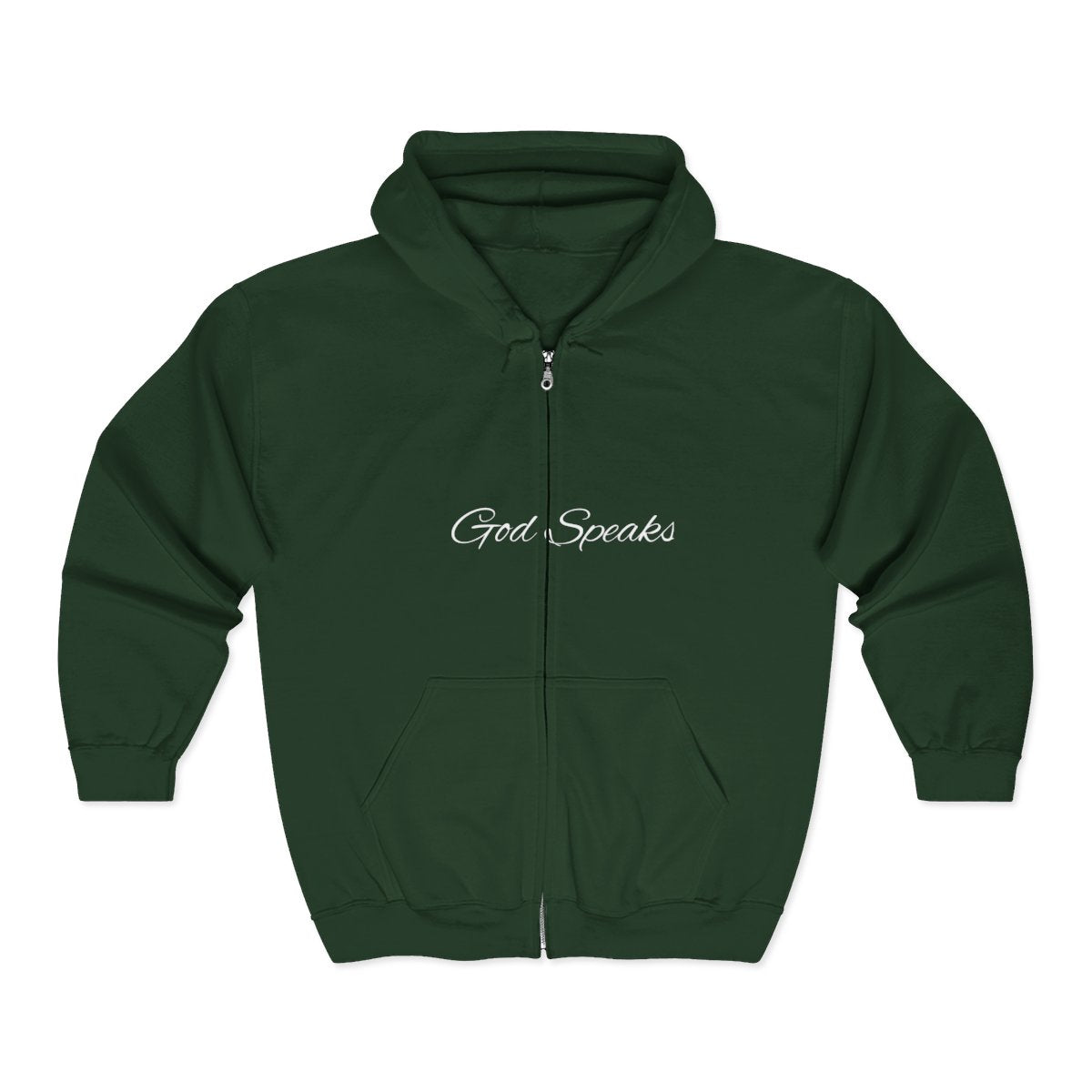 God Speaks Hooded Sweatshirt-Zipper Numbers